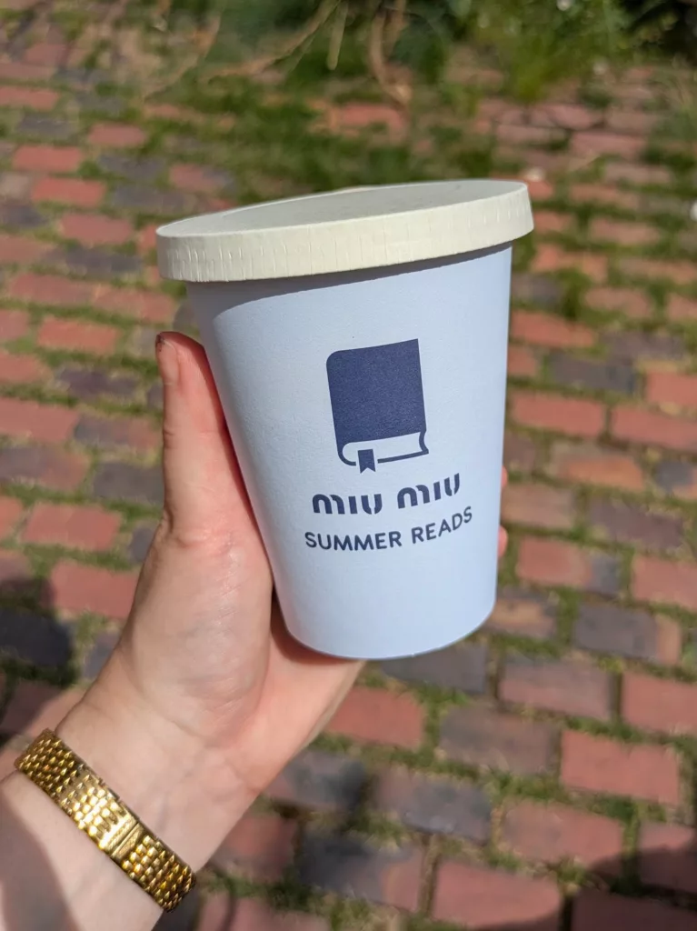 Coffee from Miu Miu Summer Reads pop-up