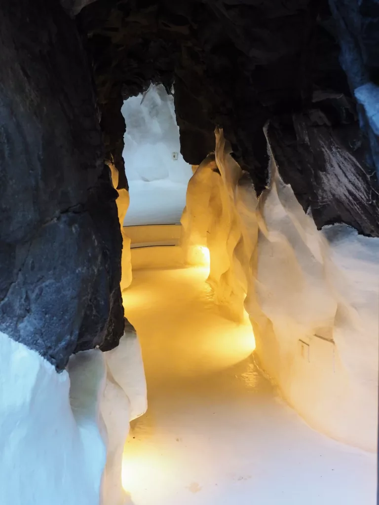 Interior view of César Manrique's foundation in Lanzarote with volcanic rock.
